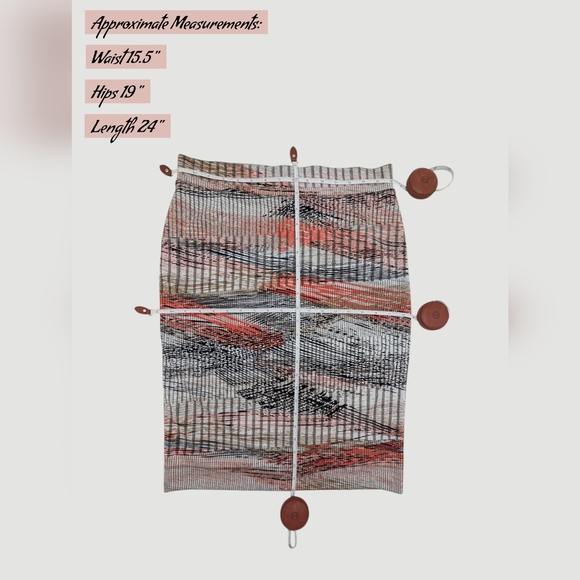 NWT Kasper Abstract Multi-Lined Print Pencil Skirt Sz L Back Zip - Picture 16 of 17